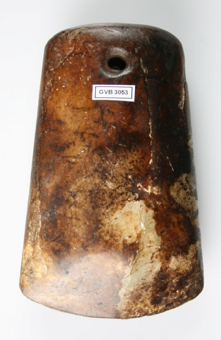 4 7/8" Chinese Axe: Brown patinated jade. Exact age unknown.