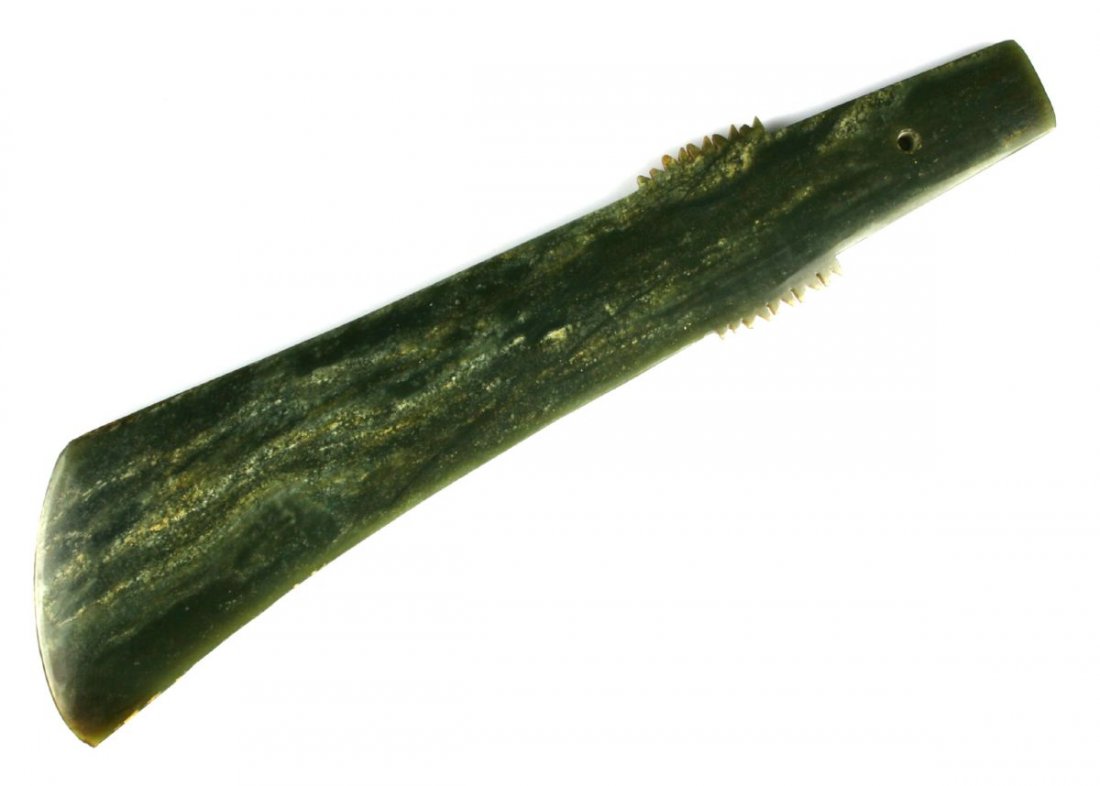 9 3/4" Chinese Axe Scepter: Greenstone Jade example of unknown age.