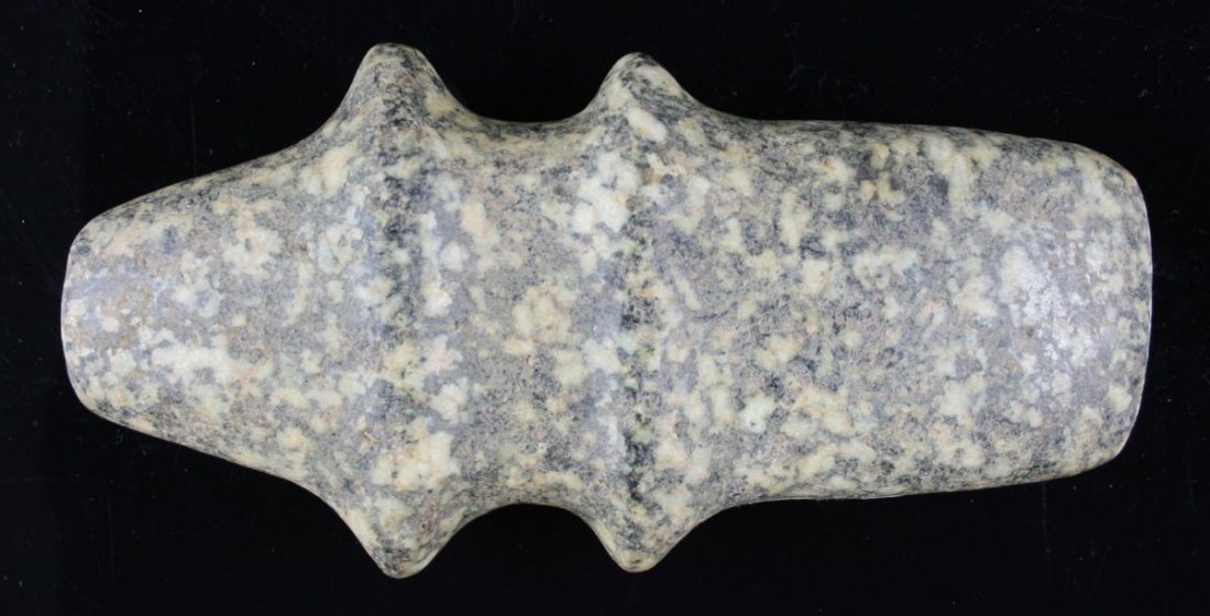 *Repro 7 1/2" Barbed Axe: Porphyry example marked 'Branch Co., Michigan' . Reproduction.