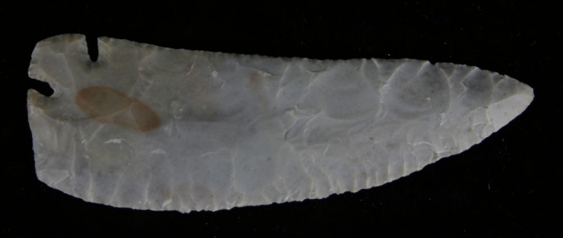 4 11/16" Corner Tang Knife: Edwards Plateau Chert example. Reproduction. Displays excellently.
