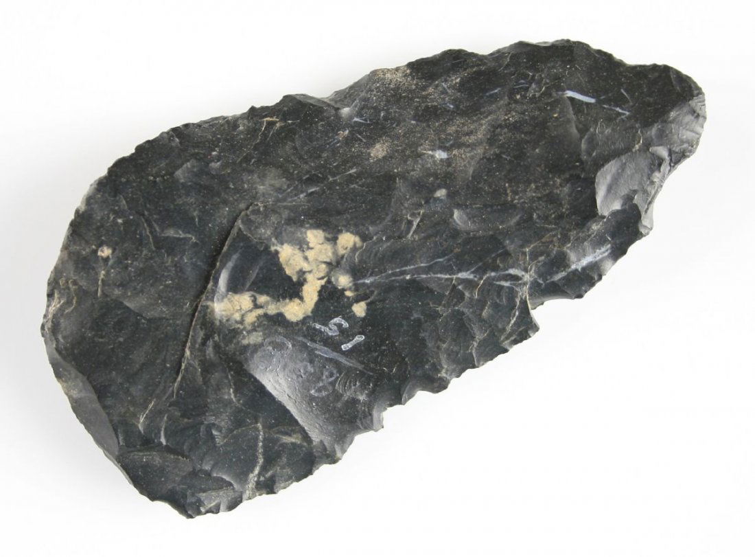 3 5/8" Archaic Blade: Purchased an old Cigar Box full of pieces from Arthur Matson in 1965 - Ada, Ohio Ex - Russell Long Collection 1858/15