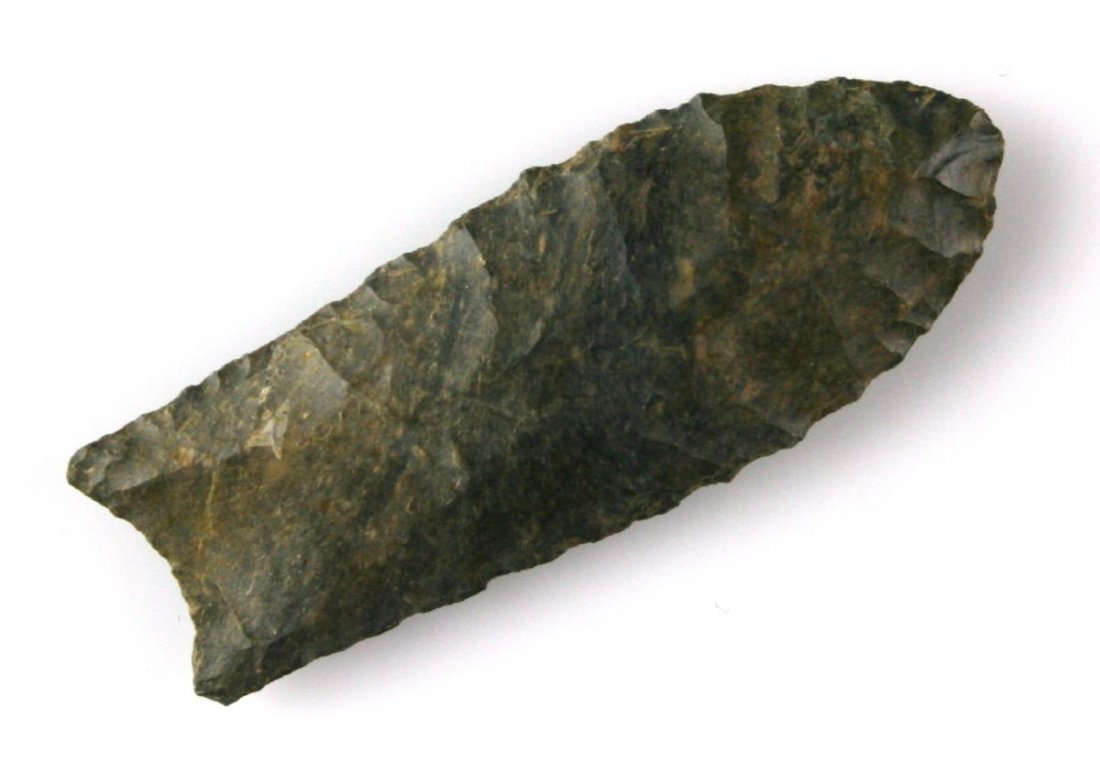 Outstanding 2 3/8" Coshocton Clovis - Putty G-9 COA: Multicolored Coshocton flint. Ex- Terry Allen Collection. Ohio. Putty G-9 COA.