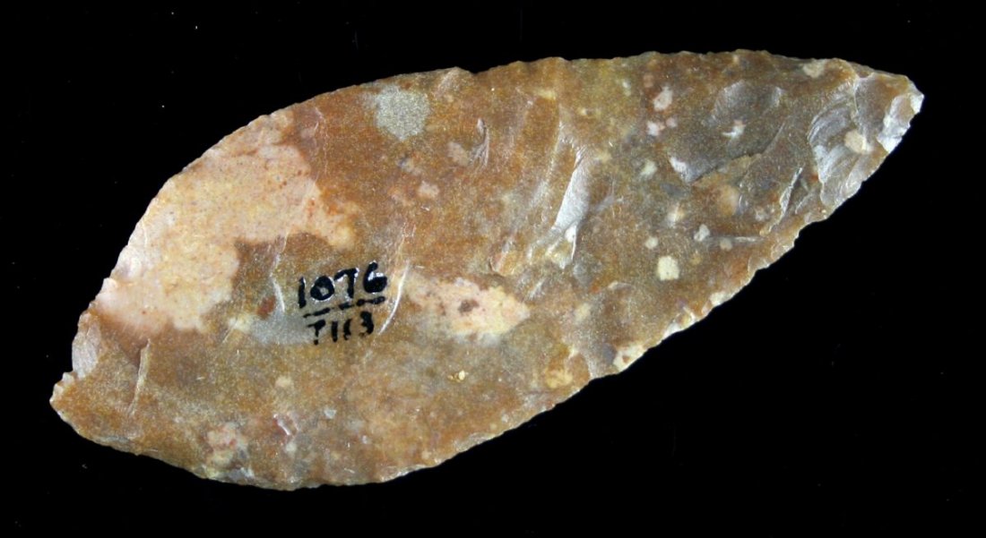 3 5/8" Harahey: Snakehead' style example in a highly translucent chert. J.T. Collier Collection - Purchased in 1967 - Austin County, Texas Ex - Russell Long Collection T113/1076