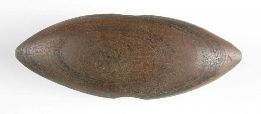 1 3/8"x3 1/4" Pick Bannerstone: Red Banded Slate example. Nicely polished. Harlen Miller sold this to dean driskill in 1978, I bought it the day after he cleaned it for me. one of my fav. Ex - Russell Long Collection