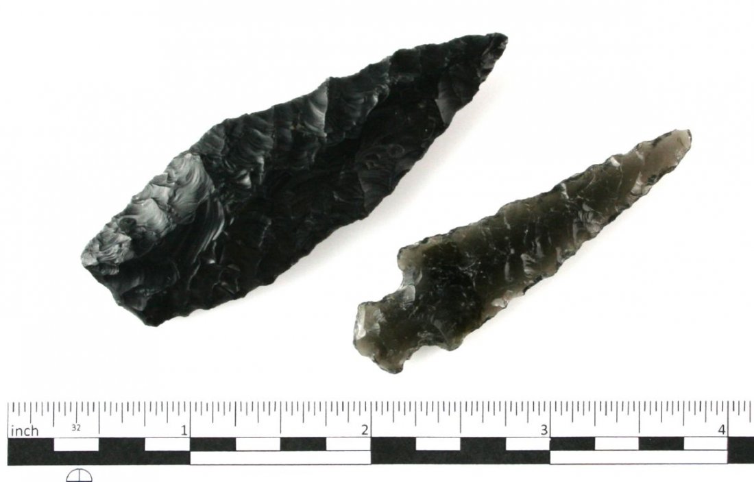 Pair of Obsidian Knives: Longest 2 5/8". Lake Co., Oregon examples from the Reg Seely Collection. Nice!