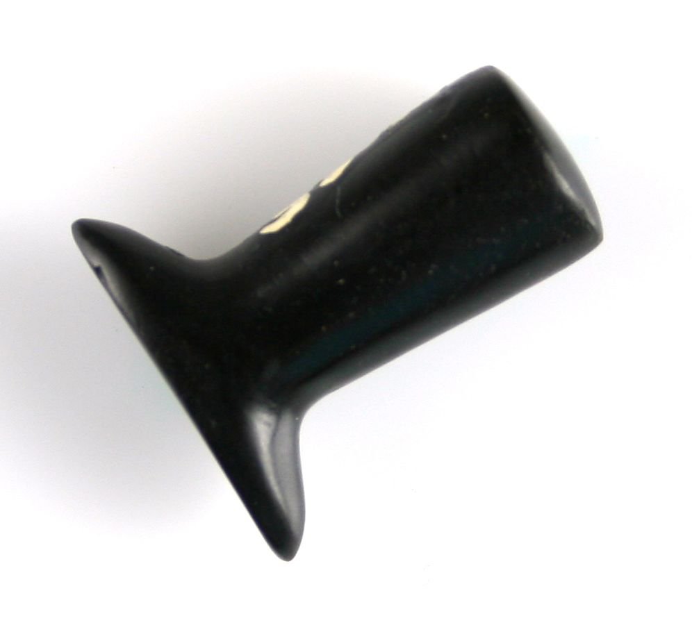 13/16" Labret: Polished Obsidian example. Rare! Finely made PreColumbian Artifact. Found on the Dobbins Farm in 1932 1/2 mile south of Ada, Ohio Ex - Russell Long Collection 358