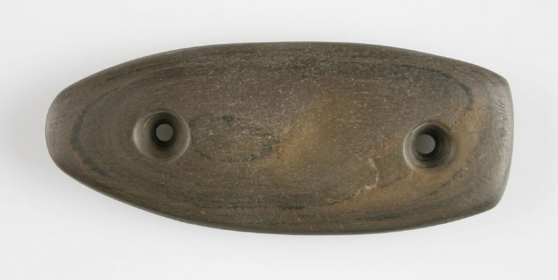 3 1/4" Gorget: Banded slate. Ohio. Herbbie Lenhart sold me this in 1977 for 15.00 found near dola Ohio Ex - Russell Long Collection