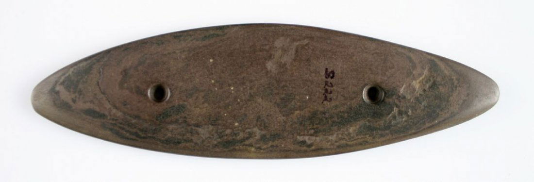 8 1/8" Bipointed Gorget: Red Banded Slate example. Nicely polished. Pictured in 1902 in the Book titled OHIO RELICS I have 5 of these pictured Pieces from that book in my collection I have only seen one book, it was published