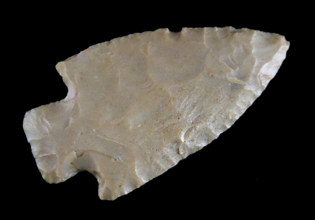 2 7/8" Robbins: Carter Cave flint example with nicely square base. Found on the Howe Farm in Ohio Ex - Russell Long Collection 992