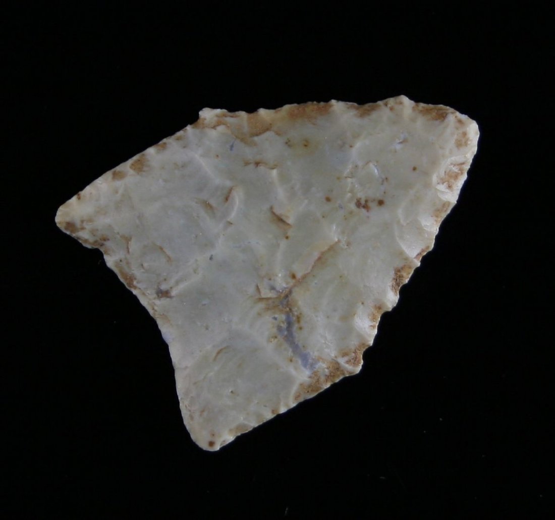 1 1/4" Dalton Kisatchie: Cream Fossil Chert with great polish. Purchased from Joe Johnson - Fred Texas Site Ex - Russell Long Collection T188/1