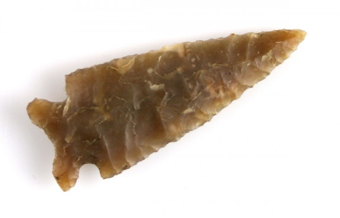 2" Edwards: Fantastic example in totally translucent root beer colored Edwards Plateau Chert J.T. Collier Collection - Purchased in 1967 - Texas Ex - Russell Long Collection T113/1856