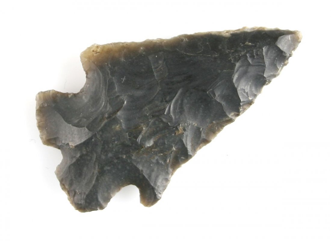 1 15/16" Ensor Split Base: Georgetown flint. Dark and pretty. J.T. Collier Collection - Purchased in 1967 - Bell County, Texas Ex - Russell Long Collection T113/247