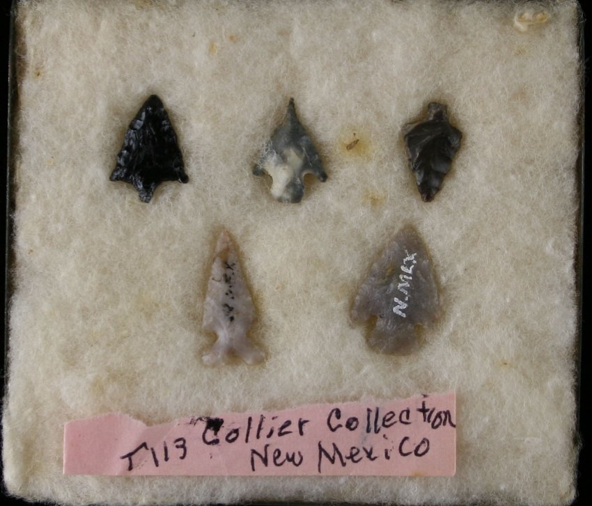 5pc lot of New Mexico Birdpoints: Nice in a small tin cigar case. Purchased from the J.T. Collier Collection in March of 1967 Ex - Russell Long Collection T113