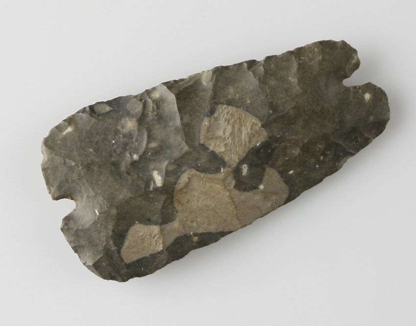 2 3/4" Side Hafted Knife: Owl Creek Chert example with blade likely set into a wood or bone haft on one edge. Purchased from the J.T. Collier Collection in March of 1967 - Bell County, Texas Ex - Russell Long Collection T113/1