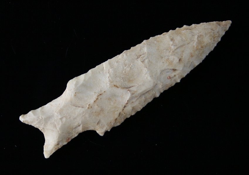 2 1/2" Darl Blade: Edwards Plateau Chert. Lightly serrated. Purchased from the J.T. Collier Collection in March of 1967 - Polk County, Texas Ex - Russell Long Collection T113/1835
