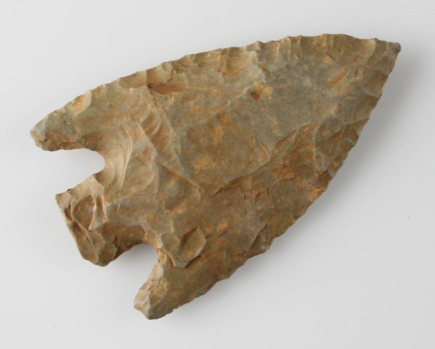 2 7/8" Bell: Greenish fossil chert. Purchased from the J.T. Collier Collection in March of 1967 - Houston County, Texas Ex - Russell Long Collection T113/1373