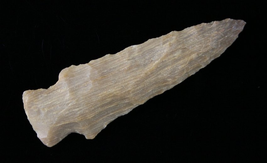 2 9/16" Archaic Stemmed Lance: Petrified Wood Gift from student 1979Â drydan coll Ex - Russell Long Collection