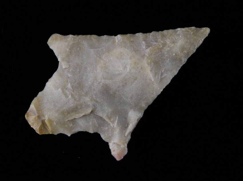 1 1/2" Gary: Cream Chert. Thin! Purchased from the J.T. Collier Collection in March of 1967 - Walker County, Texas Ex - Russell Long Collection T113/531