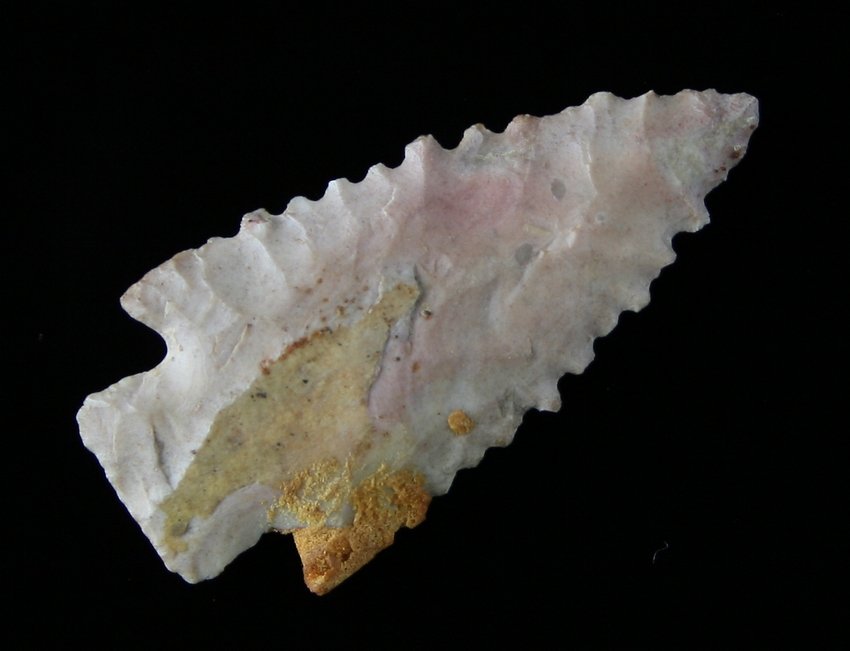1 7/8" Serrated Palmer *RESTORED: nicely serrated but restoration to one shoulder. Found near Mathewson's Hog Creek - Ohio Ex - Russell Long Collection 270