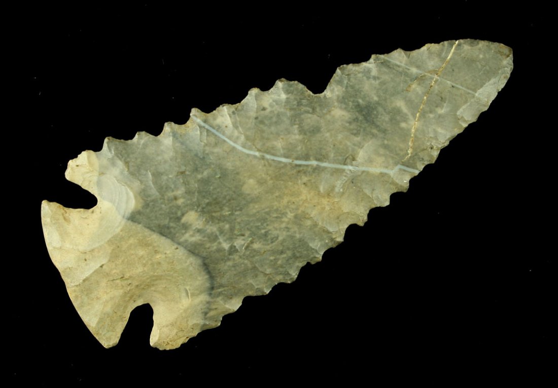 3 3/16" Notched Base Dovetail: Found by Don Bard in 1977 in Granville Township in Licking Co., Ohio. Nicely made from two-tone coshocton with a lightning bolt!. Ex - Art Heaton Collection.