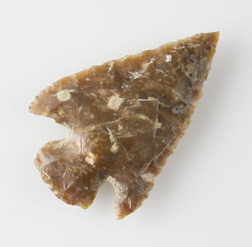 1 1/2" Quilomene Bar - Bennett Certificate: Great condition. Perfect symmetry. Pretty colorful brown and tan chert. Ex- Norma Berg Collection of Ellensburg, Washington. Bennett Certificate of Origin.