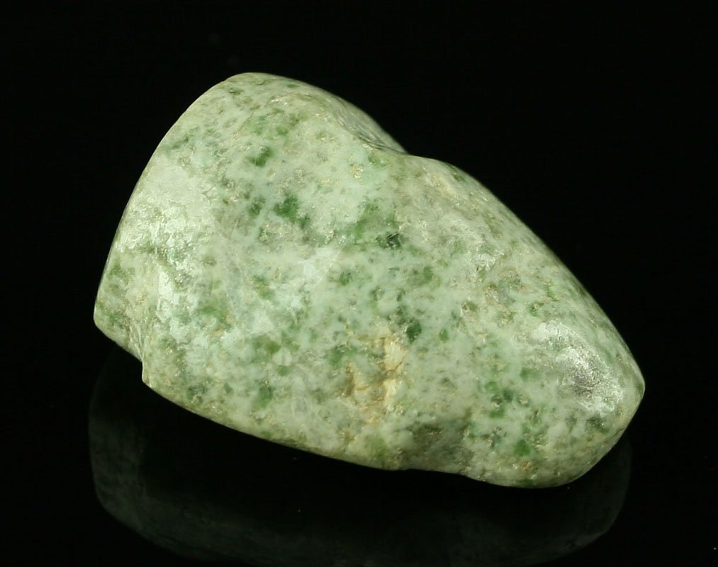 1 3/8" Mayan Jade Face Effigy Pendant: Maskette style example drilled for suspension.