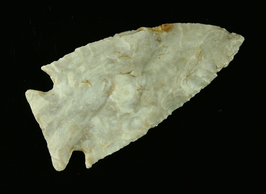 2 7/16" Archaic Corner Notch: Translucent flint example from Stark Co., Ohio. Ex - Art Heaton Collection.