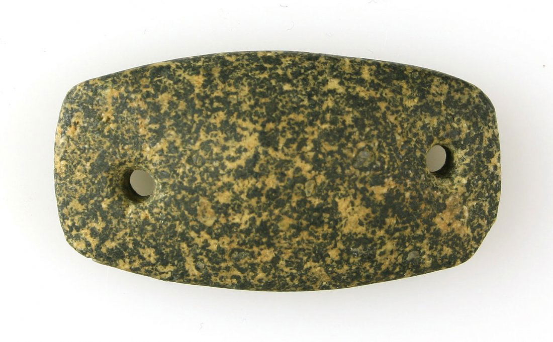 2 5/16" Humpback gorget: Found at Norris Farm, Fulton Co., Illinois. Granite.