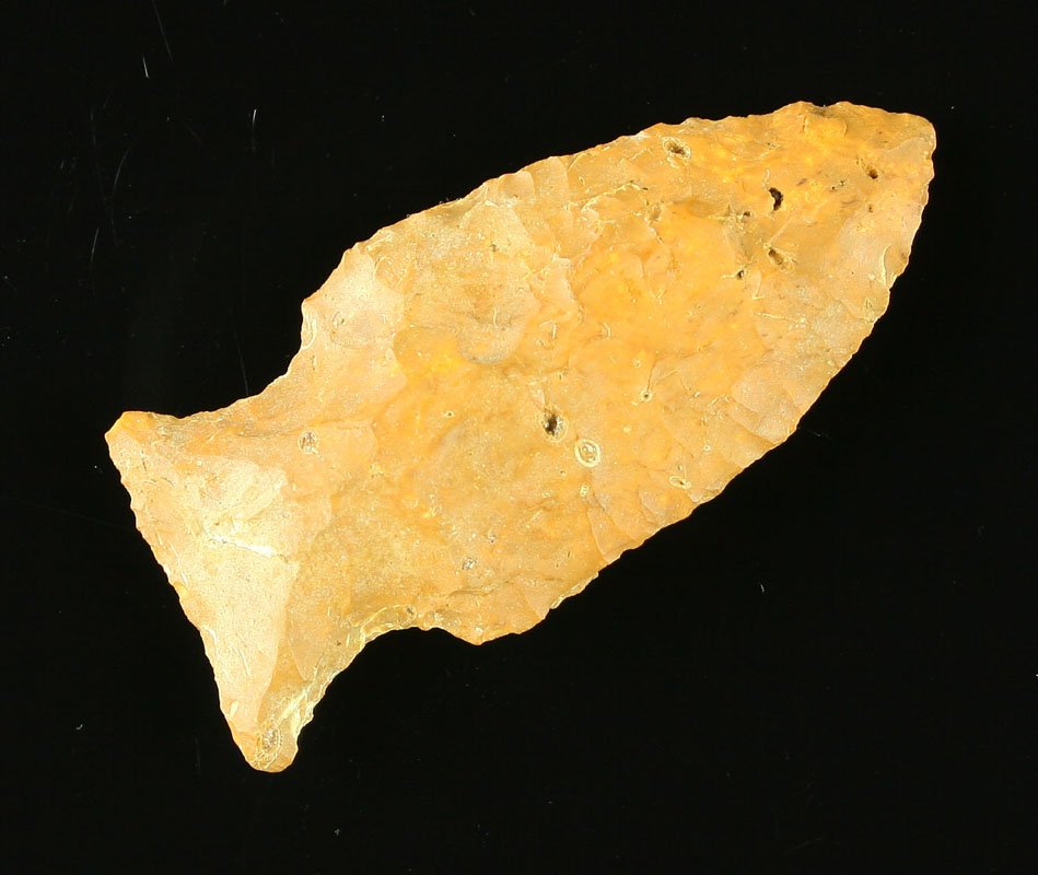 2" Hopewell: Nice orange chert example from Knox Co., Ohio. Ex - Art Heaton.