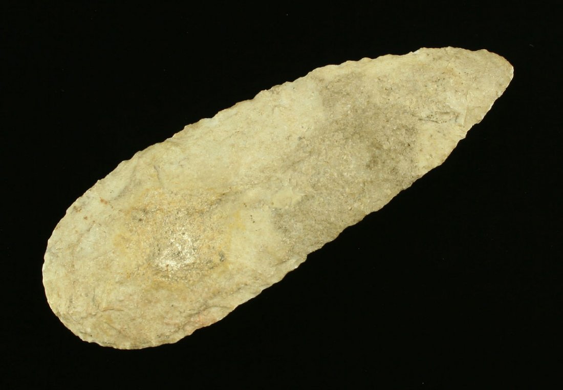 4 3/4" Archaic Blade: Found by Ernest Schug in Milwaukee Co., Wisconsin. Fossil Chert.
