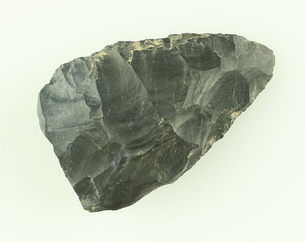2 1/2" Preform Blade: Black chert example found in Dodge Co., Wisconsin by Ernest Schug.