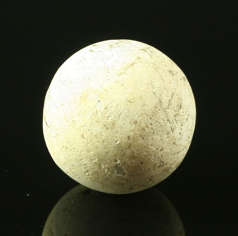 1 3/8" Game Ball: White limestone example. Indiana.