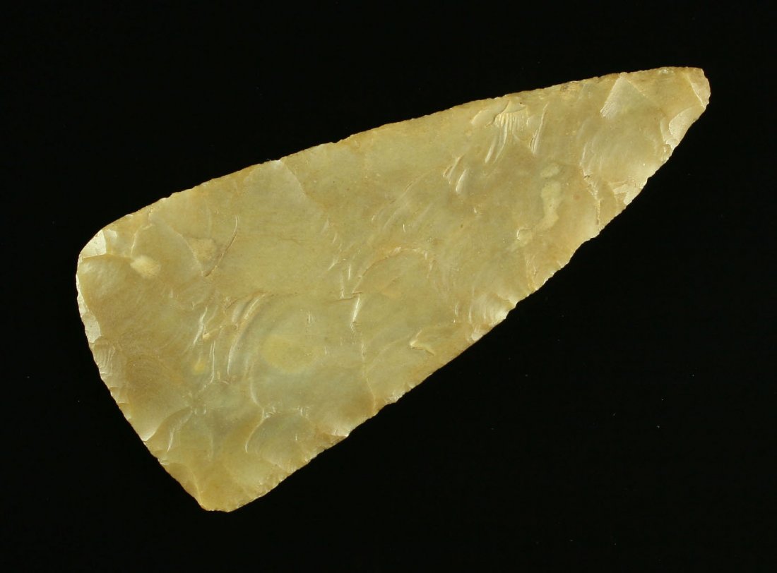 Wafer thin Translucent 4 3/4" Cobbs Knife - Jackson G-9: They don't get any better than this. Awesome wafer thin translucent caramel colored Carter Cave example. Just a little thicker than a silver dollar. Ex- Richard White Collection. Bath Co., Kentucky. J