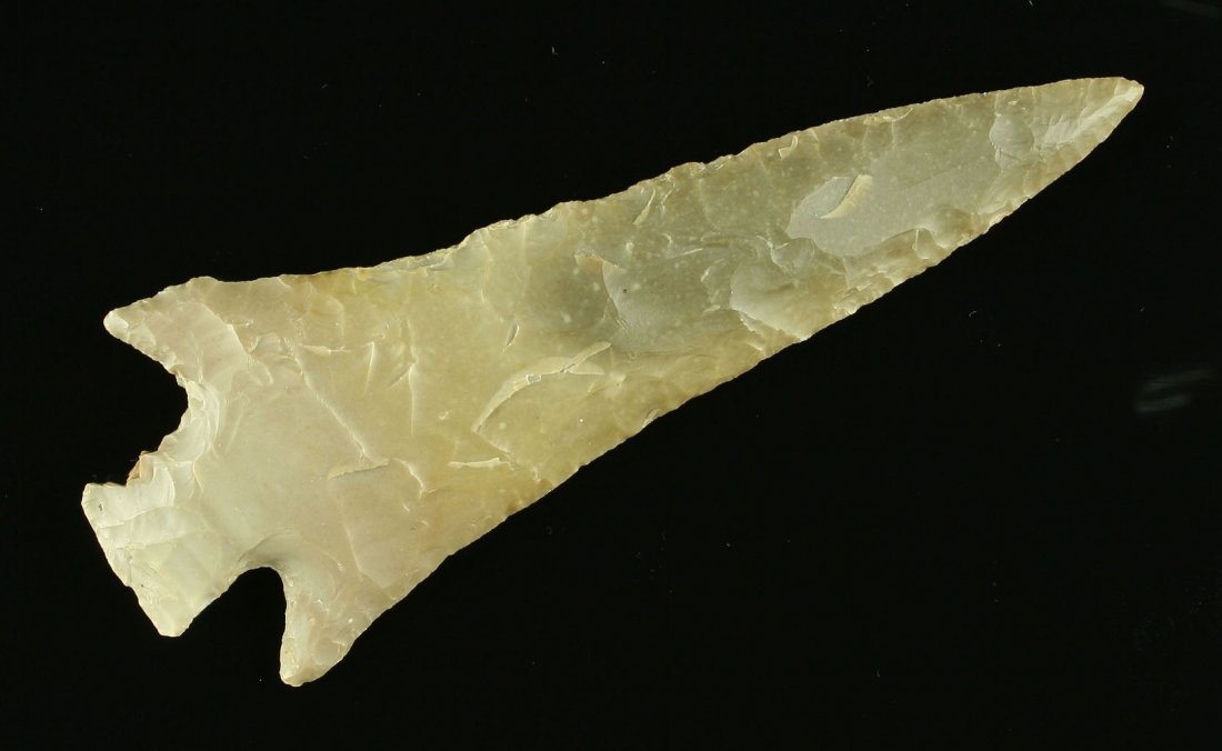 5 5/8" Darl Stemmed Knife - Rogers COA: Massive example from Central Texas in Edwards Plateau Chert. Rogers COA. BIG!