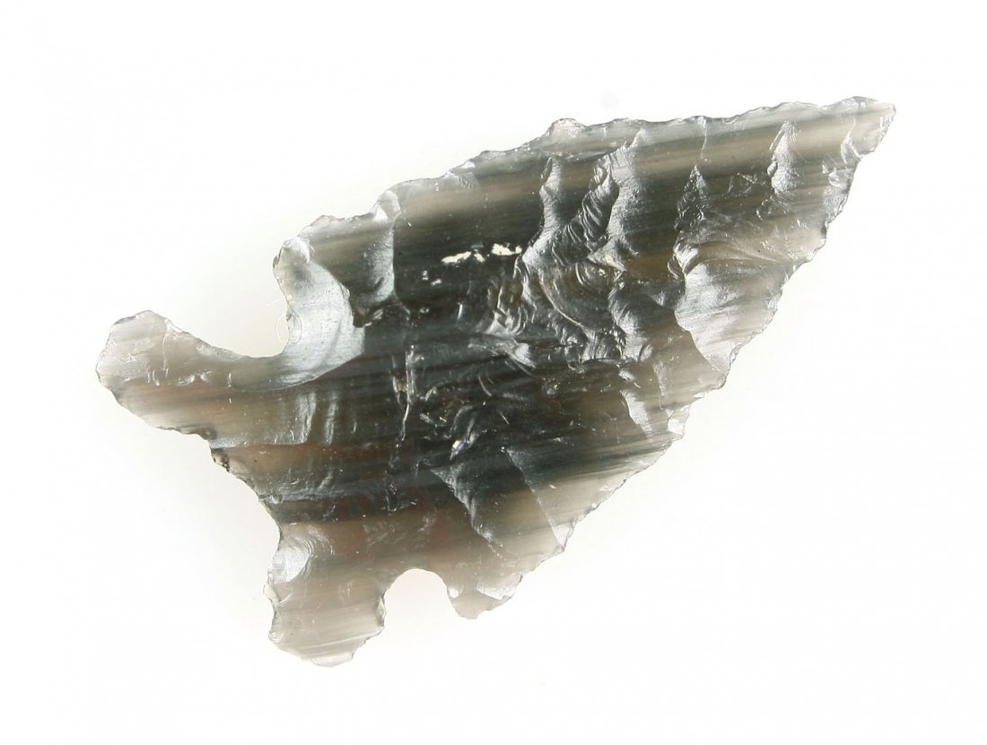 1 7/16" Corner Notch: Obsidian piece from Lake Co., Oregon. Ex - Reg Seely Collection.