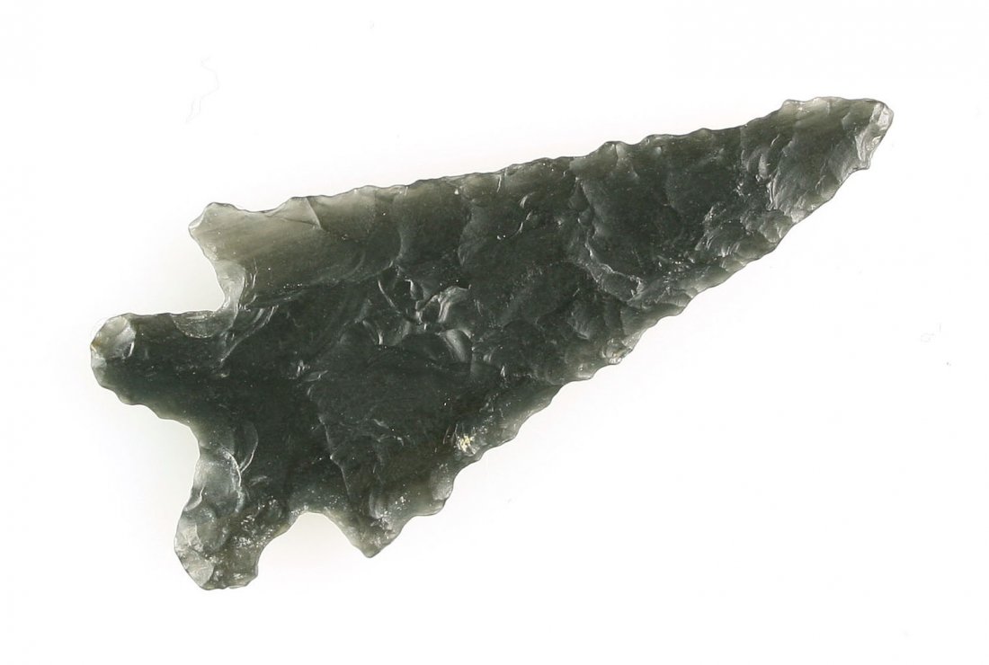 2 5/16" Elko Eared - Stermer COA: Obsidian example found in the 1950's from Lake Co., Oregon. Ex - Walter Solinski Collection.