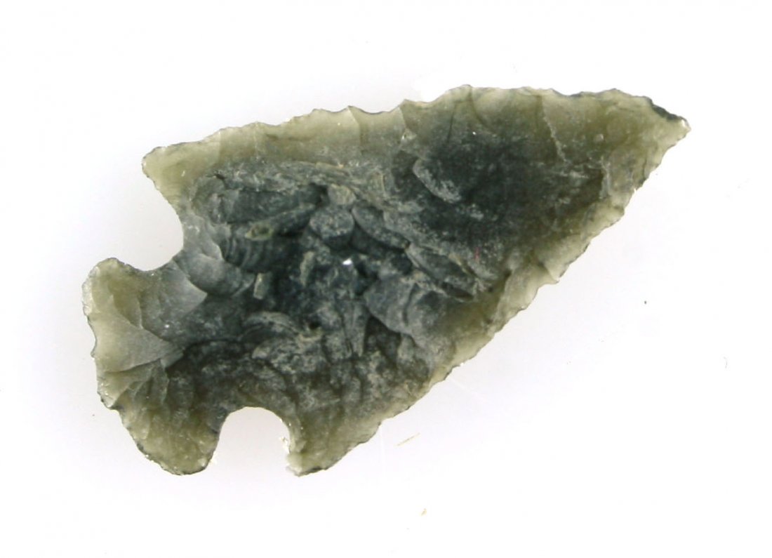 1" Translucent Rose Springs: Nice example collected between 1950-1960 from Eastern Oregon by the Scott Webb Family. Greenish obsidian. Translucent.