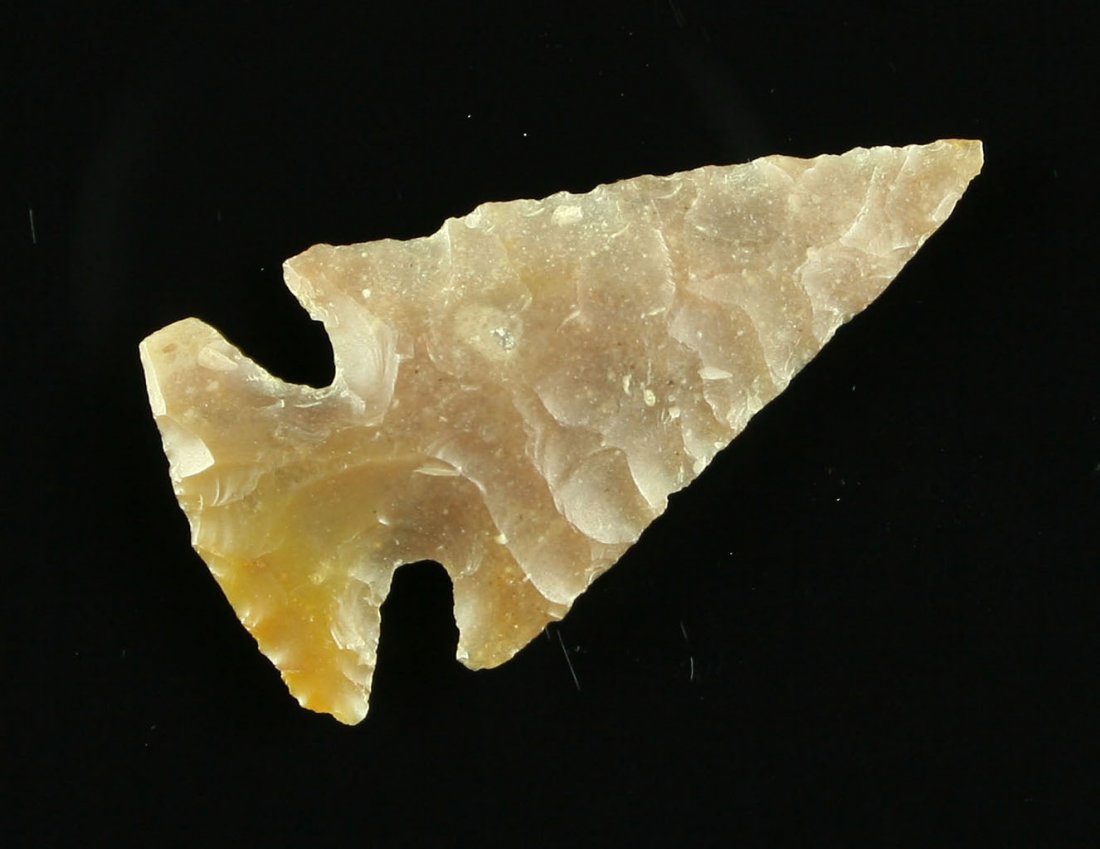 1 11/16" Scallorn: Edwards Plateau Chert example formerly of the Arthur Sullivan Collection and collected between 1880-1900. Central Texas type.