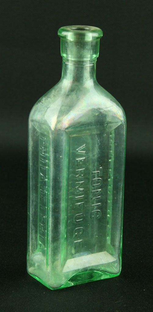 6 11/16" Medicine Bottle: Dr. D. Jayne's 'Tonic Vermifuge', Philadelphia. Found by Art Heaton in and around Batavia Ohio. Circa 1880's.