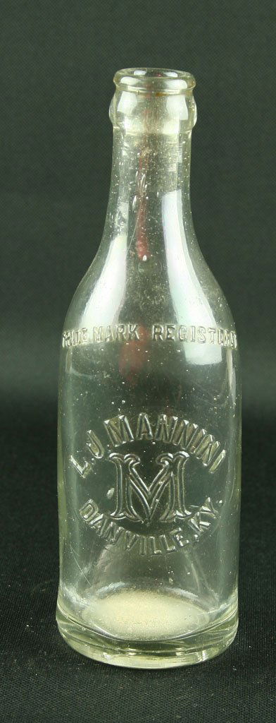 RARE 7 5/8" L.J. Mannini Cola Bottle: Early 1900's bottle. L.J. Mannini, Danville, Kentucky. Found by Art Heaton in and around Batavia, Ohio.