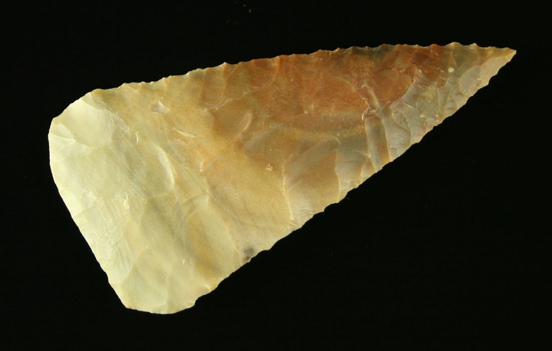 3 7/8" g-10 Cobbs Knife: Killer example in Carter Cave flint. Perfect. Mason Co., Kentucky.