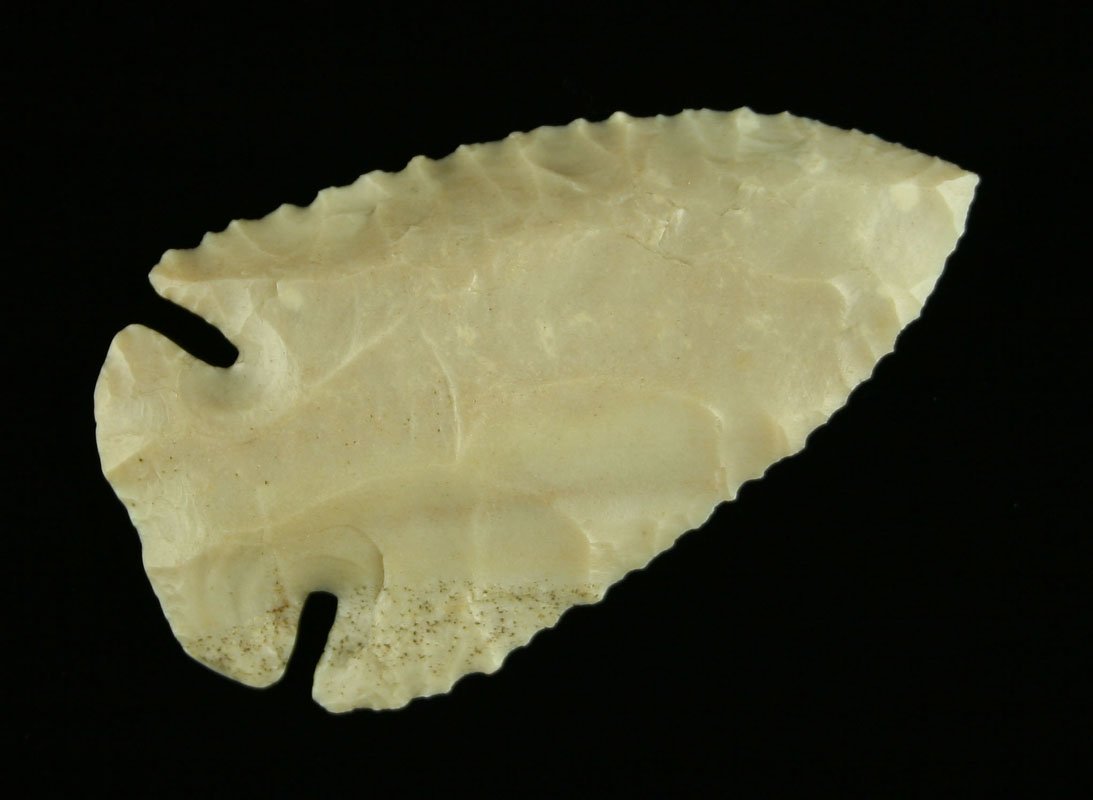 Super 2 7/8" 'Indented Base' Dovetail: Extra pretty creamy Carter Cave flint. Great symmetry and flaking. Kentucky.