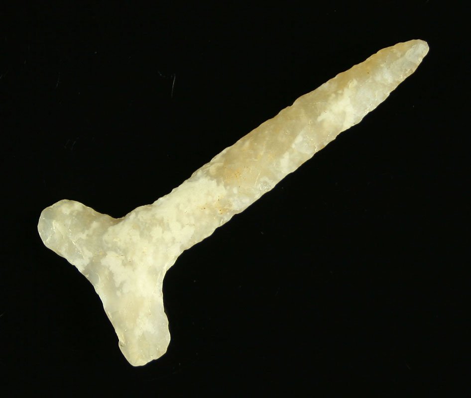 2 1/2" G-10 Drill: Totally translucent example in a high grade Flint Ridge chalcedony. Ex - Art Heaton Collection. KILLER!