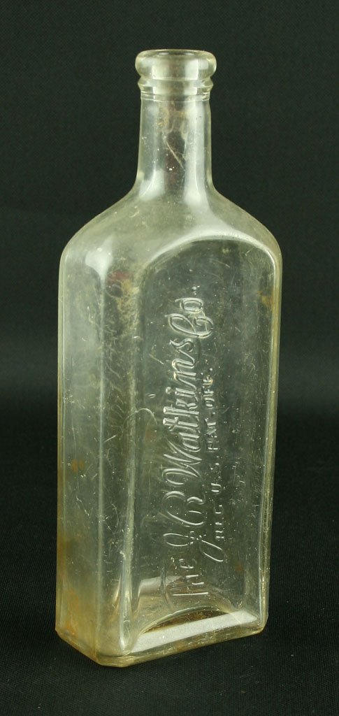 8 1/2" Liniment Bottle: The J.R. Watkins Co. example found by Art Heaton in and around Batavia, Ohio. Typically held liniments and extracts.