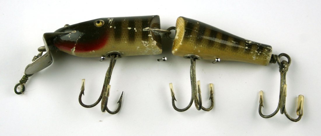Vintage 6" Pikie Minnow Jointed Lure: Nice LARGE wooden lure made by the Creek Chub Bait Co.,