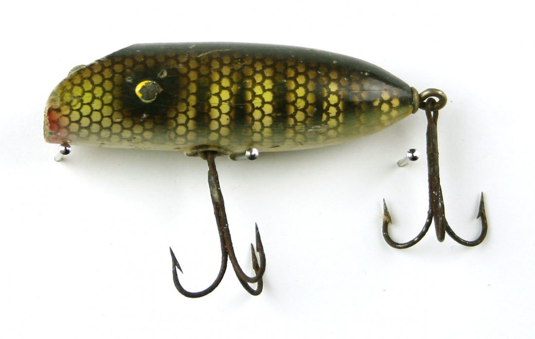 Vintage South Bend Babe-Oreno Lure: Model 972 pike Scale pattern. Wood. Nice!