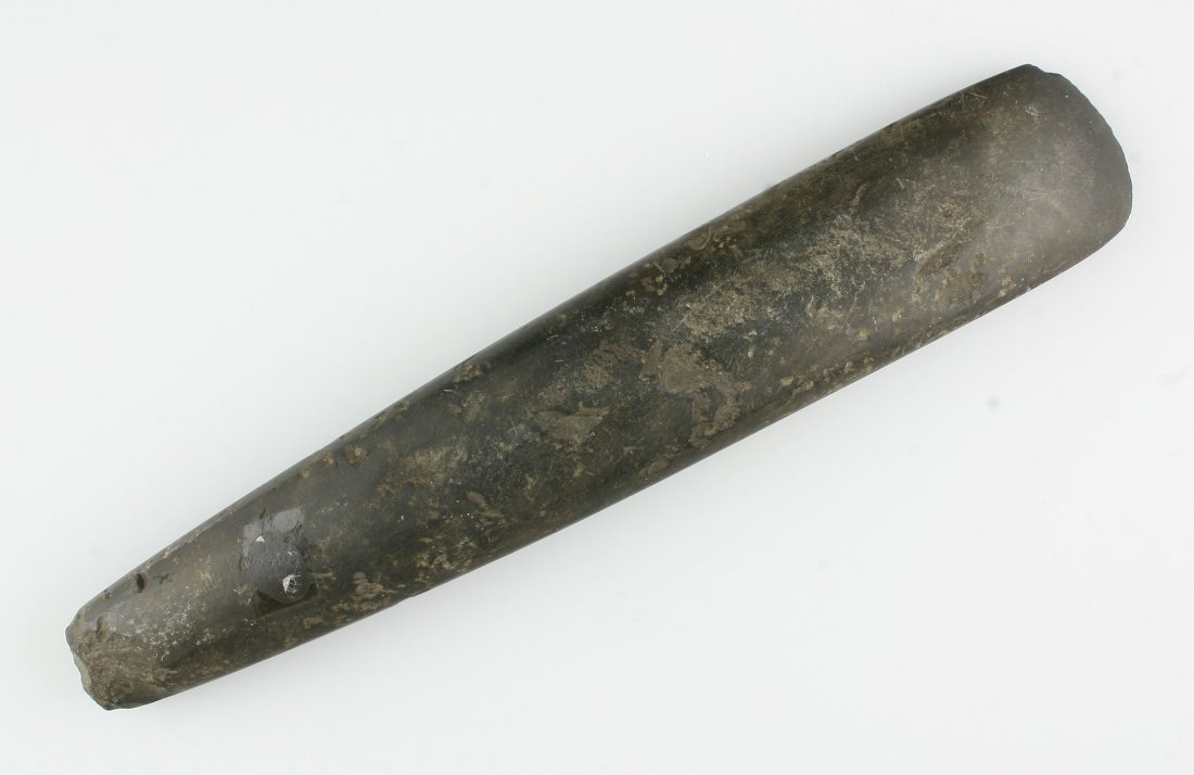 12 13/16" New York Adze - Dickey COA: HUGE example from the Cowan Hood Collection! Brown Hardstone with a Dickey COA The Largest we've seen.