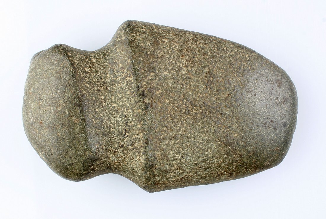 6 1/2" Full Groove Slant-Groove Axe: Nice slanted groove on this diorite axe found by Kenneth Broughton in Carter Co., Kentucky. Nice!