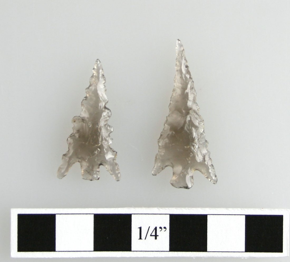 Pair of Obsidian Birdpoints: Klamath Lake, Oregon. Obsidian examples.