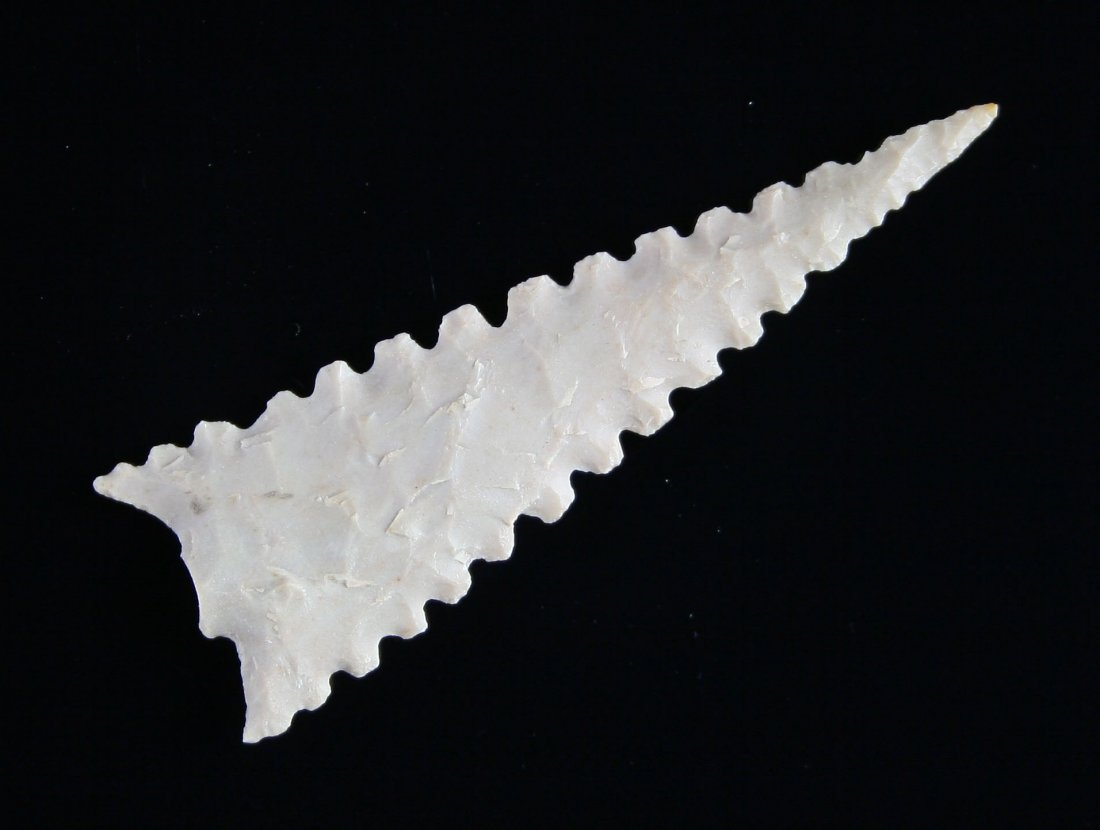 1 7/8" Sequoyah Snapped Base: Nice plains arrowhead in Edwards Plateau Chert. From a Colorado Estate Collection. Great candidate for restoration.